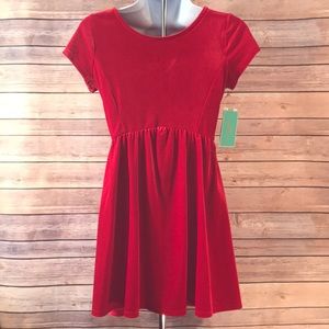 Girls Red Velvet Dress NWT
